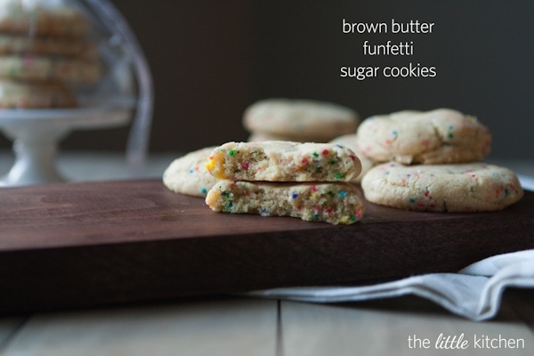 Brown Butter Funfetti Sugar Cookies from thelittlekiitchen.com