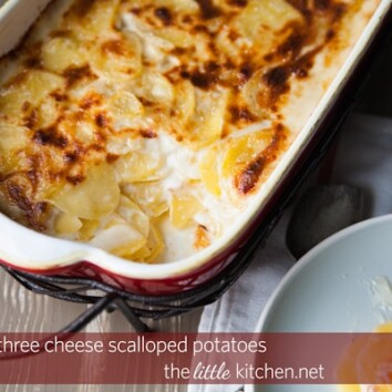 Three Cheese Scalloped Potatoes from thelittlekiitchen.com