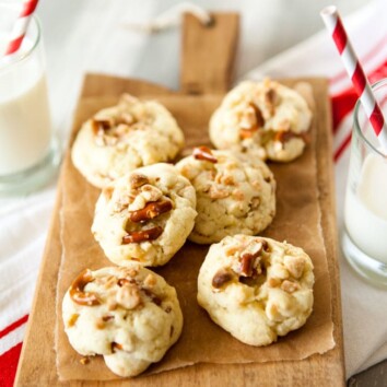 White Chocolate Toffee Crunch Cookies from thelittlekiitchen.com