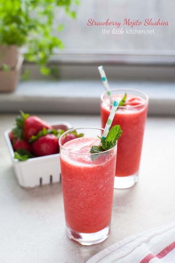 Strawberry Mojito Slushies from thelittlekiitchen.com