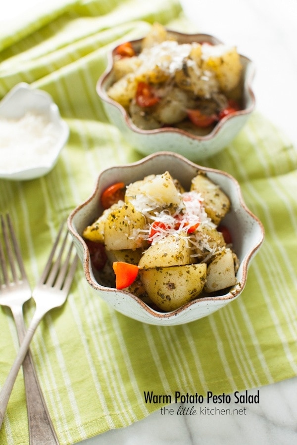 Warm Potato Pesto Salad from thelittlekiitchen.com