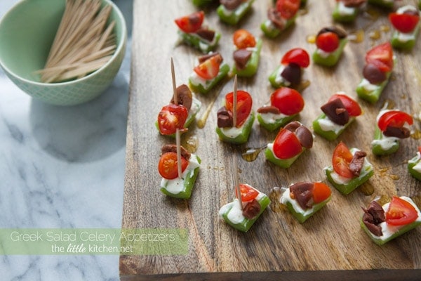 Greek Salad Celery Appetizers from thelittlekiitchen.com