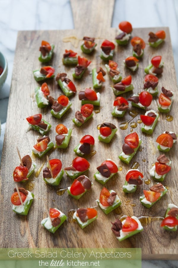 Greek Salad Celery Appetizers from thelittlekiitchen.com