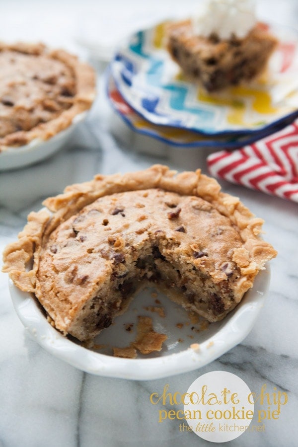 Chocolate Chip Pecan Cookie Pie from thelittlekiitchen.com