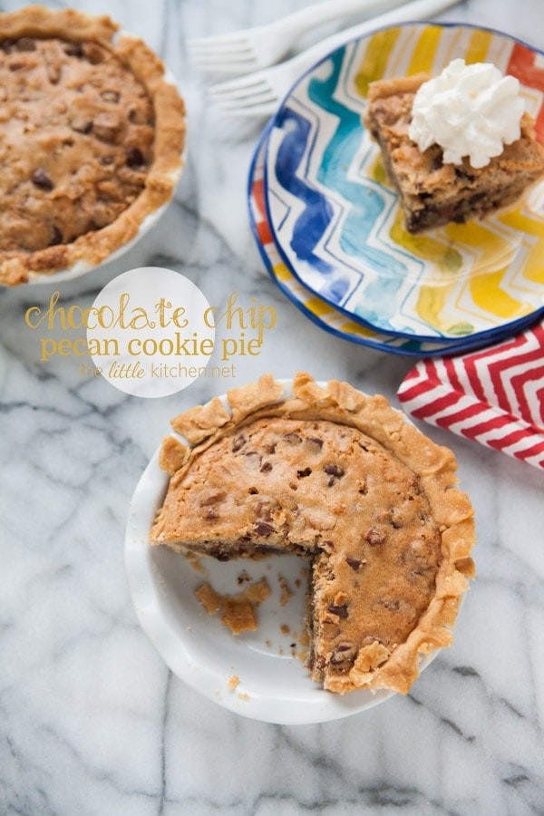 Chocolate Chip Pecan Cookie Pie from thelittlekiitchen.com