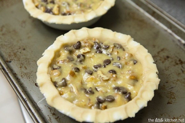 Chocolate Chip Pecan Cookie Pie from thelittlekiitchen.com