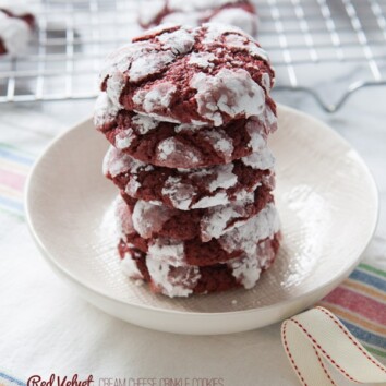 Red Velvet Cream Cheese Crinkle Cookies from thelittlekiitchen.com
