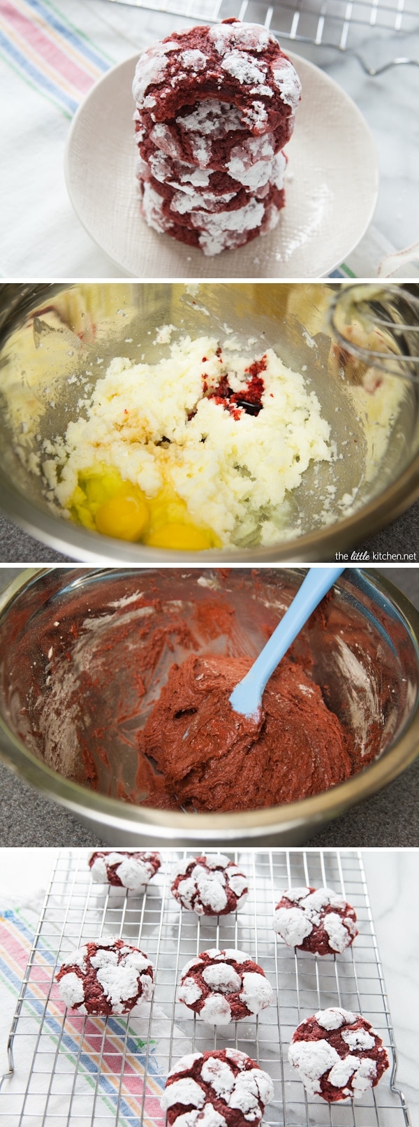 {amazing} Red Velvet Cream Cheese Crinkle Cookies from thelittlekiitchen.com