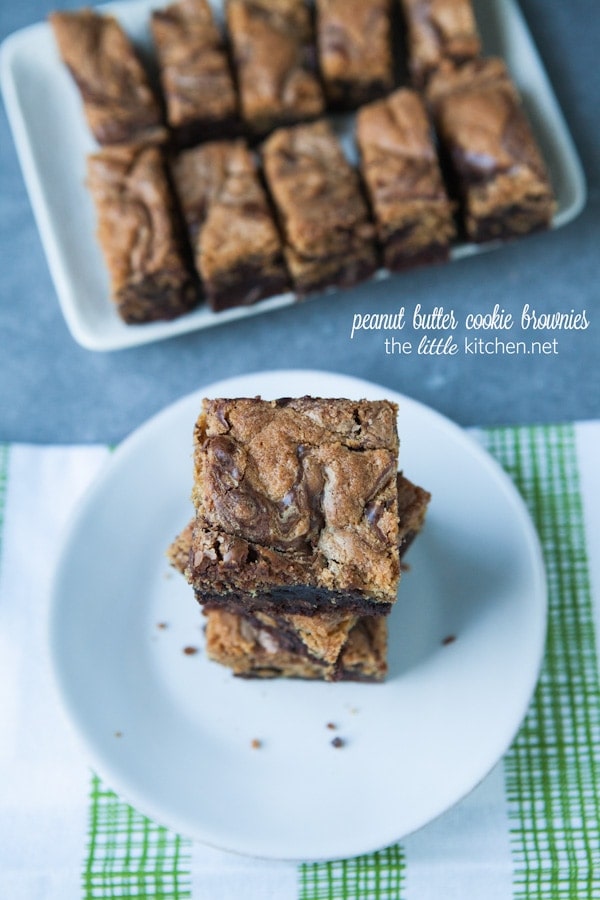 Peanut Butter Cookie Brownies from thelittlekiitchen.com