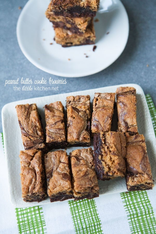 Peanut Butter Cookie Brownies from thelittlekiitchen.com