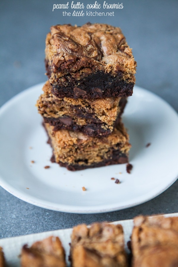 Peanut Butter Cookie Brownies from thelittlekiitchen.com