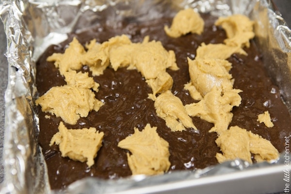 Peanut Butter Cookie Brownies from thelittlekiitchen.com