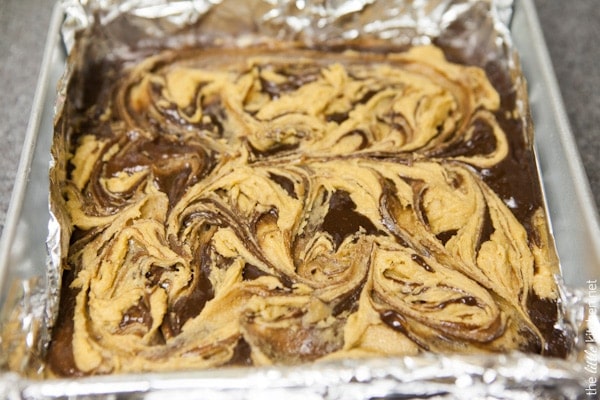 Peanut Butter Cookie Brownies from thelittlekiitchen.com