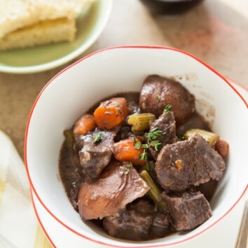 Pressure Cooker Red Wine Beef Stew from thelittlekiitchen.com