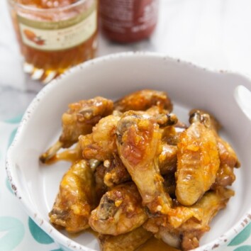 Sweet and Spicy Four Ingredient Chicken Wings from thelittlekiitchen.com