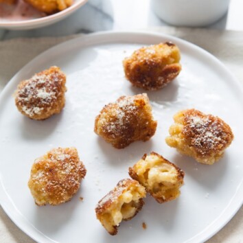 Fried Mac & Cheese Bites from thelittlekiitchen.com
