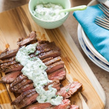 Grilled Flank Steak with Chimichurri Butter from thelittlekiitchen.com