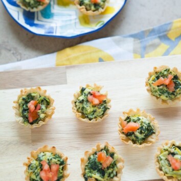 Spanakopita Bites with Goat Cheese and Artichokes from thelittlekiitchen.com