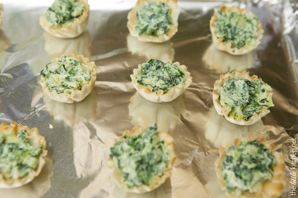 Spanakopita Bites with Goat Cheese and Artichokes from thelittlekiitchen.com