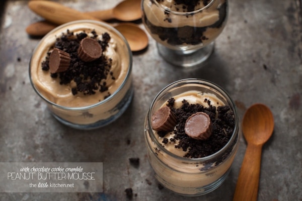Peanut Butter Mousse with Chocolate Cookie Crumble from thelittlekiitchen.com