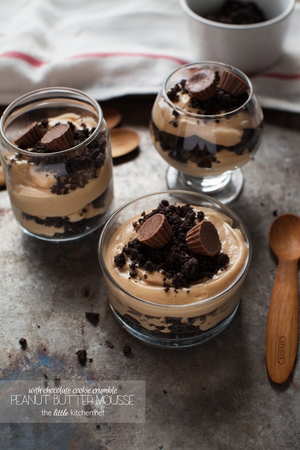 Peanut Butter Mousse with Chocolate Cookie Crumble from thelittlekiitchen.com
