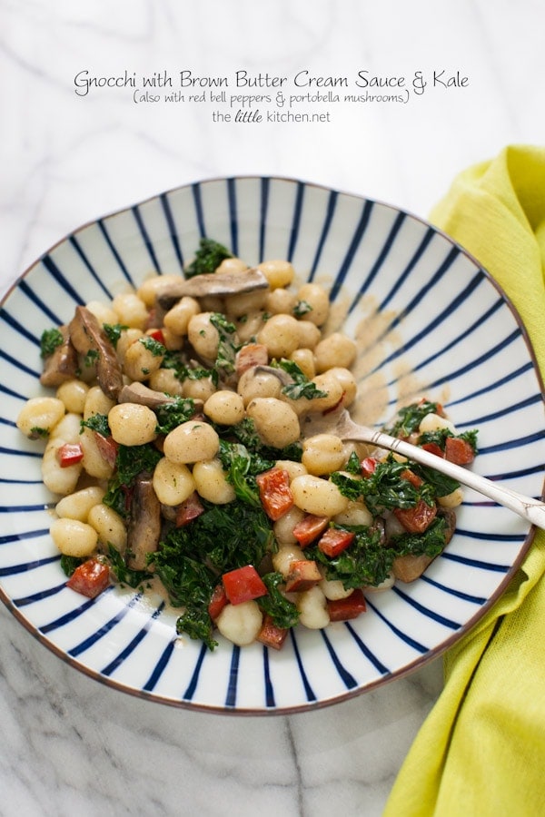 Gnocchi with Brown Butter Cream Sauce & Kale from thelittlekiitchen.com
