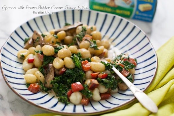 Gnocchi with Brown Butter Cream Sauce & Kale from thelittlekiitchen.com