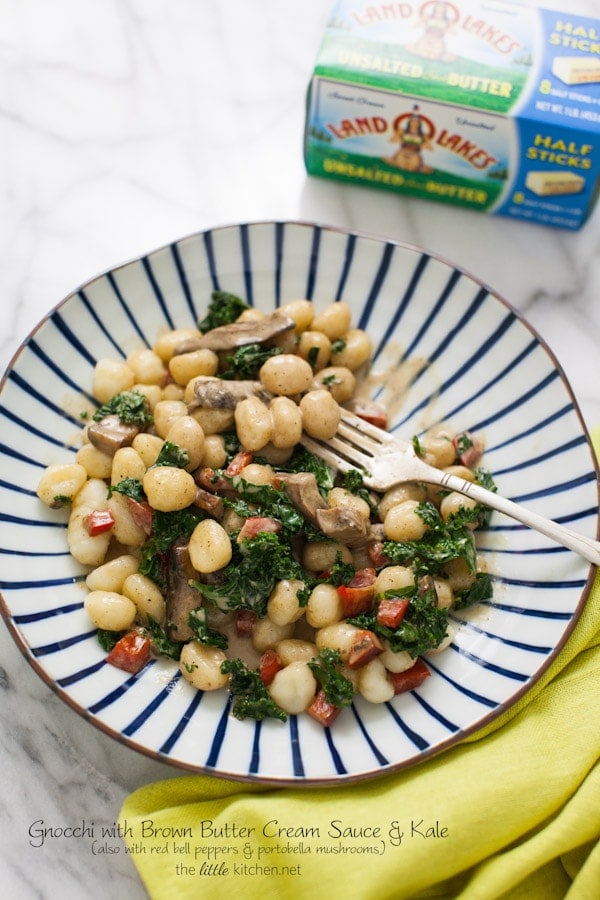 Gnocchi with Brown Butter Cream Sauce & Kale from thelittlekiitchen.com