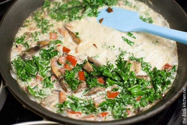 Gnocchi with Brown Butter Cream Sauce & Kale from thelittlekiitchen.com