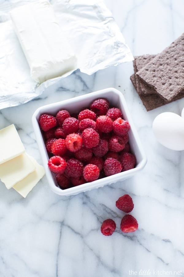 White Chocolate Raspberry Cheesecake from thelittlekiitchen.com