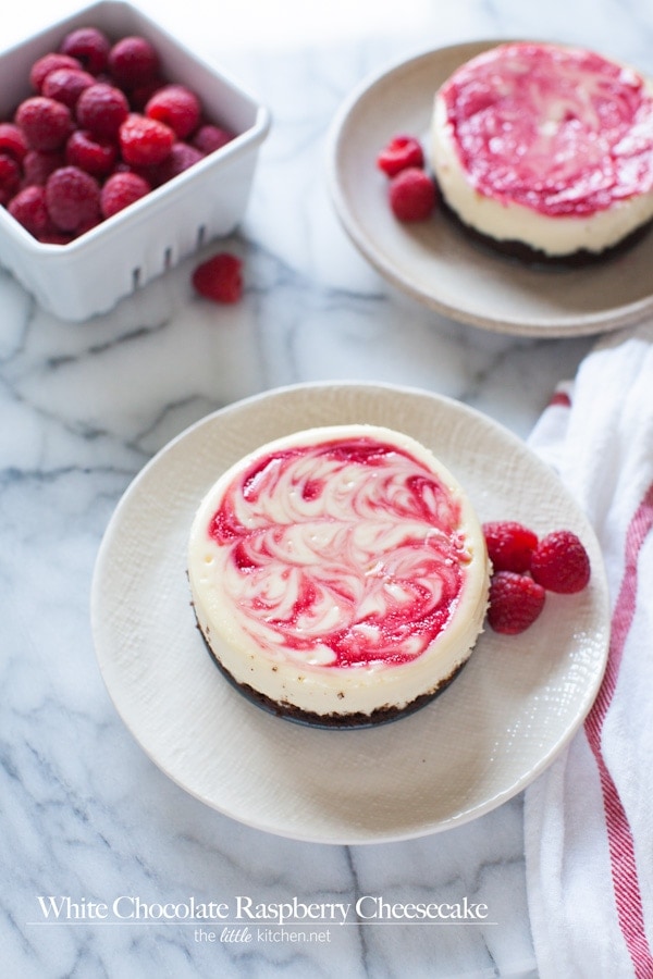White Chocolate Raspberry Cheesecake from thelittlekiitchen.com