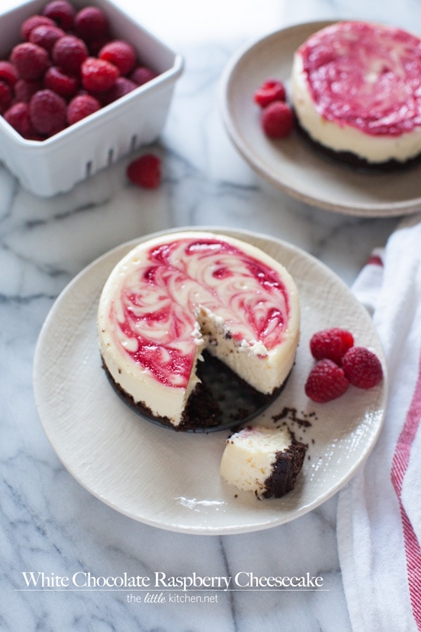 White Chocolate Raspberry Cheesecake from thelittlekiitchen.com