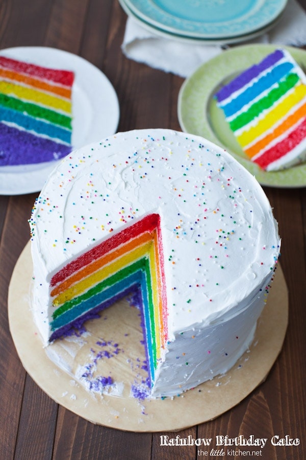 Rainbow Birthday Cake from thelittlekiitchen.com