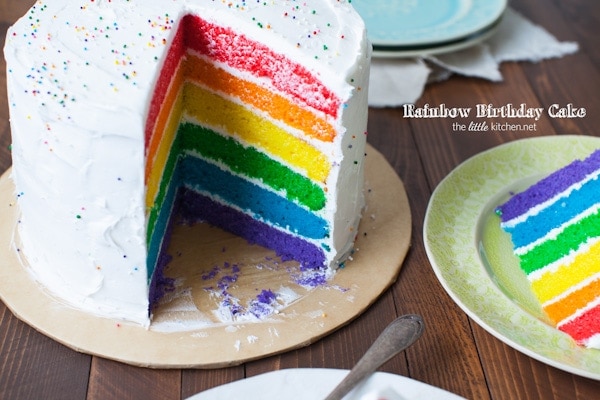 Rainbow Birthday Cake from thelittlekiitchen.com
