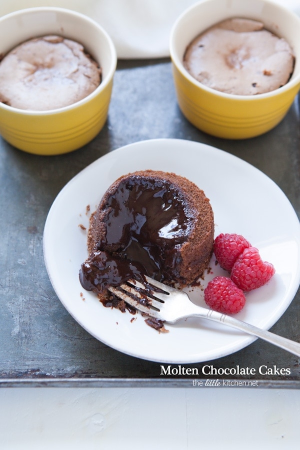 Molten Chocolate Cakes from thelittlekiitchen.com
