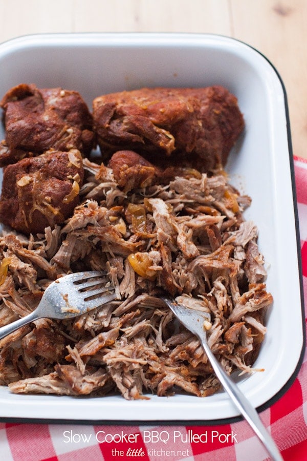 Slow Cooker BBQ Pulled Pork from thelittlekiitchen.com