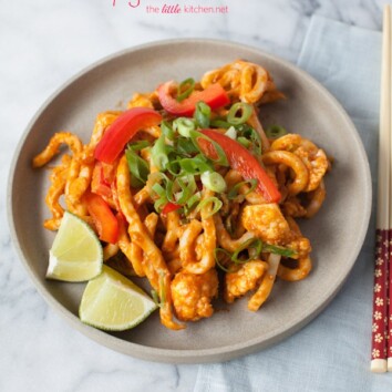 Spicy Udon Noodle Salad from thelittlekiitchen.com