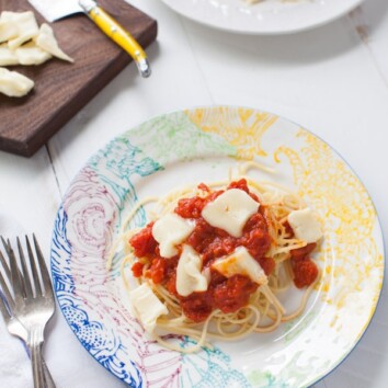 Butter & Onion Tomato Sauce Pasta with Brie from thelittlekiitchen.com