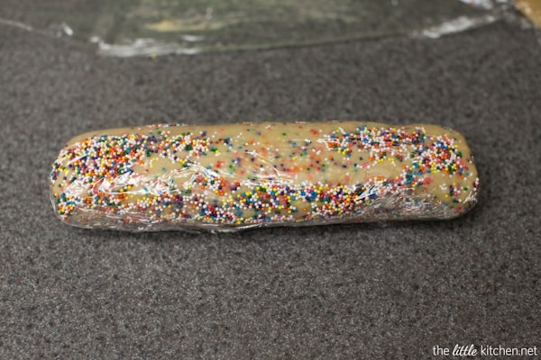 Dark Chocolate Dipped Funfetti Shortbread Cookies from thelittlekiitchen.com