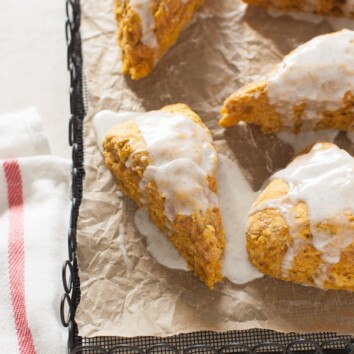 Pumpkin Obsessed Vanilla-Glazed Scones from thelittlekiitchen.com