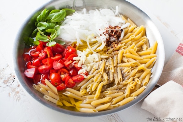 I have had doubts too but seriously it's so good...and so easy. Just throw all of the ingredients into a pan and cook! One Pot Penne Pasta with Tomato & Basil from thelittlekiitchen.com