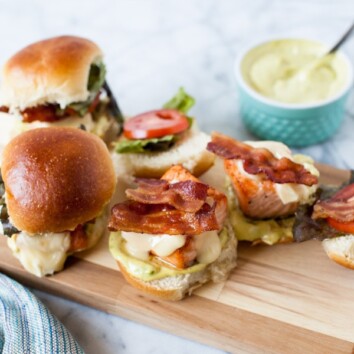 Salmon BLT with an Avocado Aioli & Brie from thelittlekiitchen.com