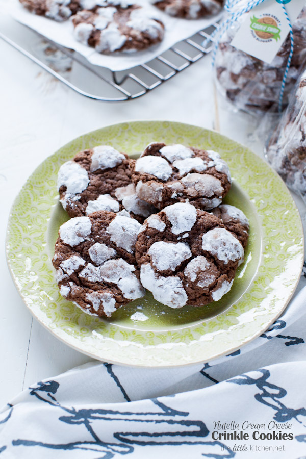 Nutella Cream Cheese Crinkle Cookies from thelittlekiitchen.com