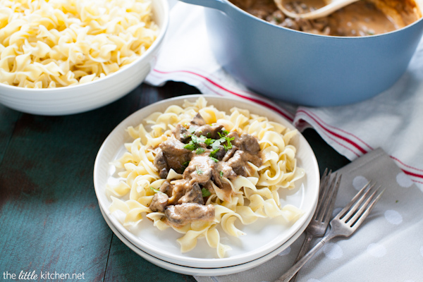 Beef Stroganoff with Buttered Noodles Recipe from thelittlekiitchen.com