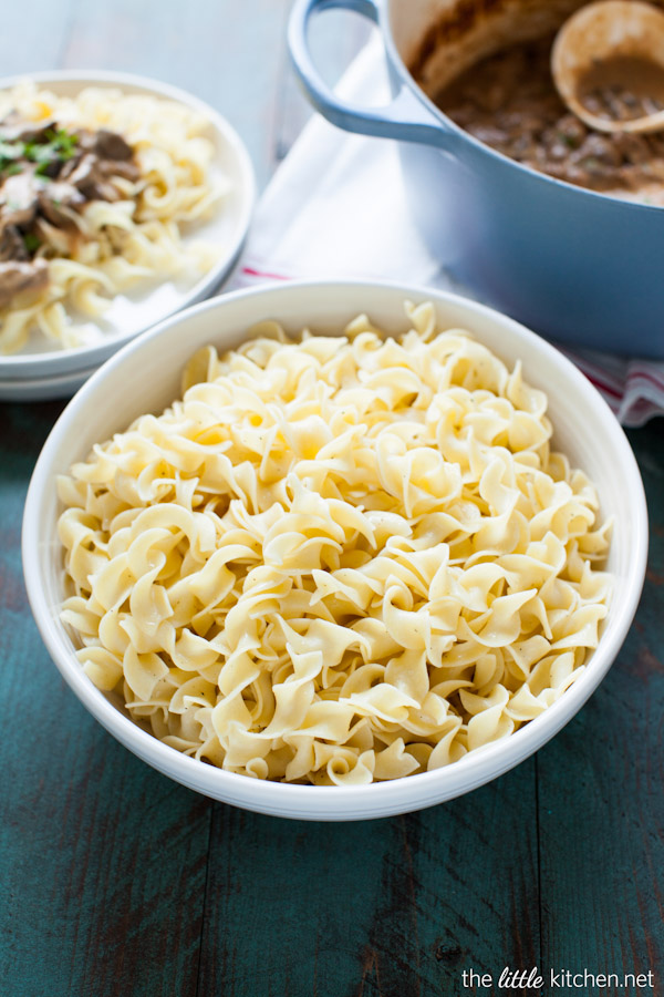 Beef Stroganoff with Buttered Noodles Recipe from thelittlekiitchen.com