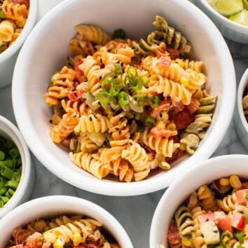 Sriracha Ranch Pasta Salad from thelittlekiitchen.com