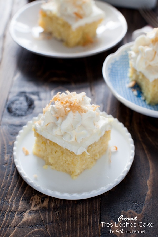 this tres leches cake is simply amazing with the right amount of moisture and it’s not soggy! the coconut makes it even better! Coconut Tres Leches Cake from The Little Kitchen thelittlekiitchen.com