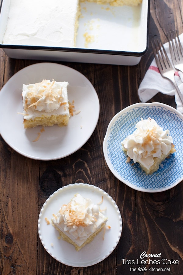 this tres leches cake is simply amazing with the right amount of moisture and it’s not soggy! the coconut makes it even better! Coconut Tres Leches Cake from The Little Kitchen thelittlekiitchen.com