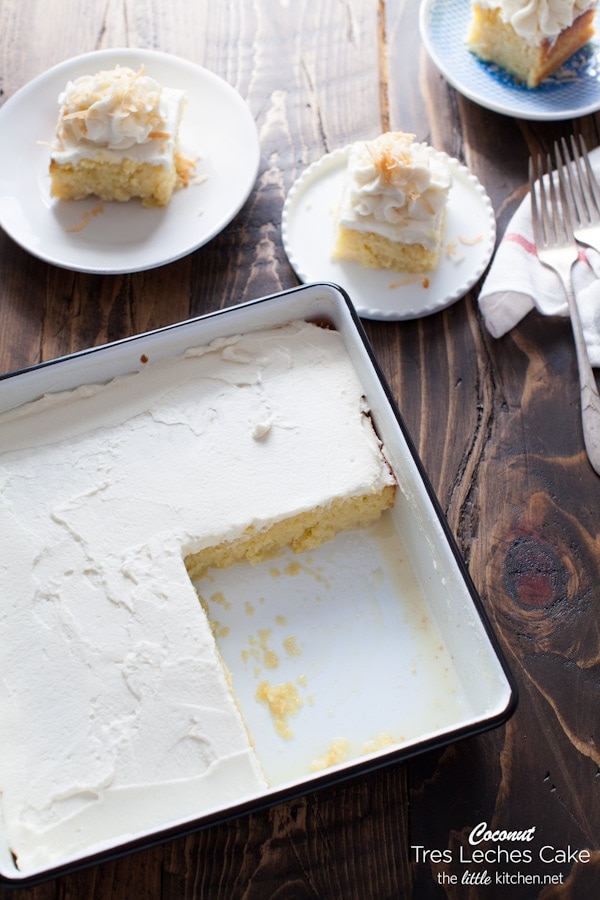 this tres leches cake is simply amazing with the right amount of moisture and it’s not soggy! the coconut makes it even better! Coconut Tres Leches Cake from The Little Kitchen thelittlekiitchen.com
