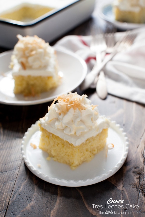 this tres leches cake is simply amazing with the right amount of moisture and it’s not soggy! the coconut makes it even better! Coconut Tres Leches Cake from The Little Kitchen thelittlekiitchen.com